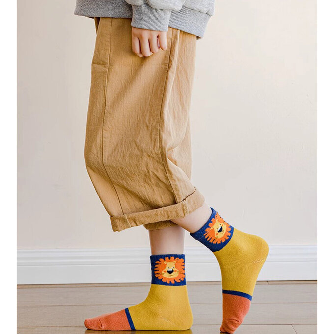 【腳ㄚ子】幼/兒童棉質中筒襪_ 陽光獅子_ilbB026