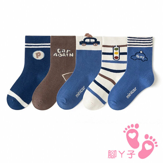 【腳ㄚ子】幼/兒童棉質中筒襪_車子世界 _ilbB027