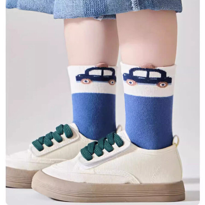 【腳ㄚ子】幼/兒童棉質中筒襪_車子世界 _ilbB027