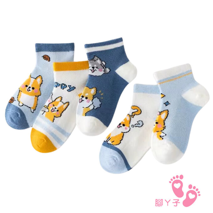 【腳ㄚ子】幼/兒童透氣網眼襪_可愛柯基_ilbF039