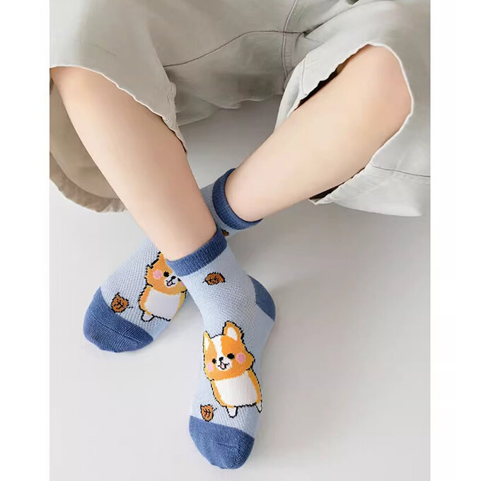 【腳ㄚ子】幼/兒童透氣網眼襪_可愛柯基_ilbF039