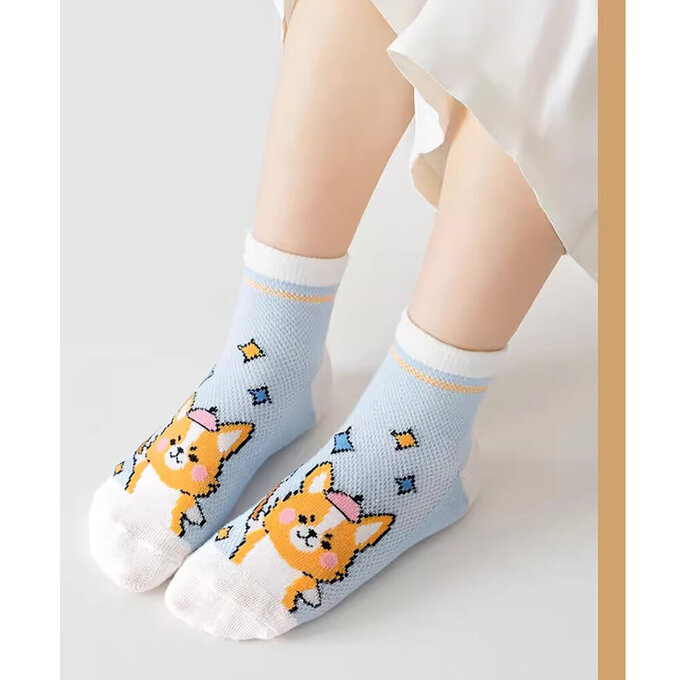 【腳ㄚ子】幼/兒童透氣網眼襪_可愛柯基_ilbF039