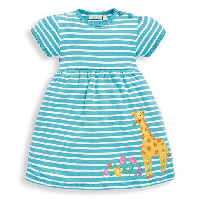 英國 JoJo Maman BeBe 超優質嬰幼兒/兒童100％純棉短袖洋裝_長頸鹿 (JJE5227)