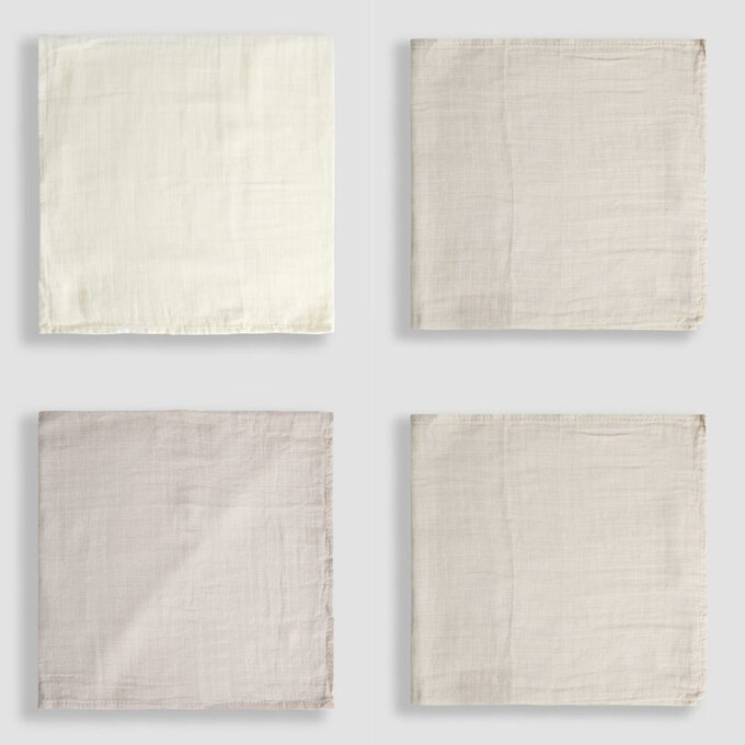 英國 JoJo Maman BeBe 100% 純棉多功能細紗布方巾/包巾/小薄被/拍嗝巾/安撫巾 6入禮盒組(60*60cm)_棕色_JJH6584