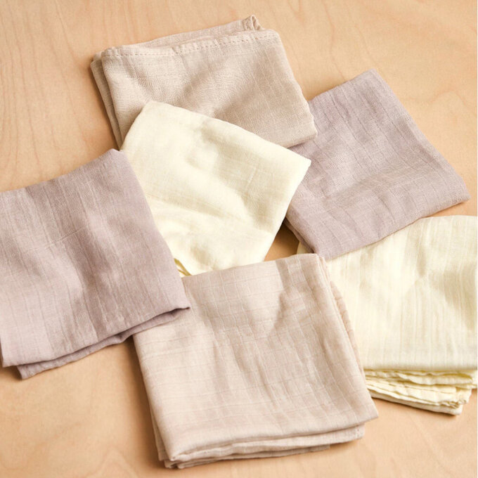 英國 JoJo Maman BeBe 100% 純棉多功能細紗布方巾/包巾/小薄被/拍嗝巾/安撫巾 6入禮盒組(60*60cm)_棕色_JJH6584