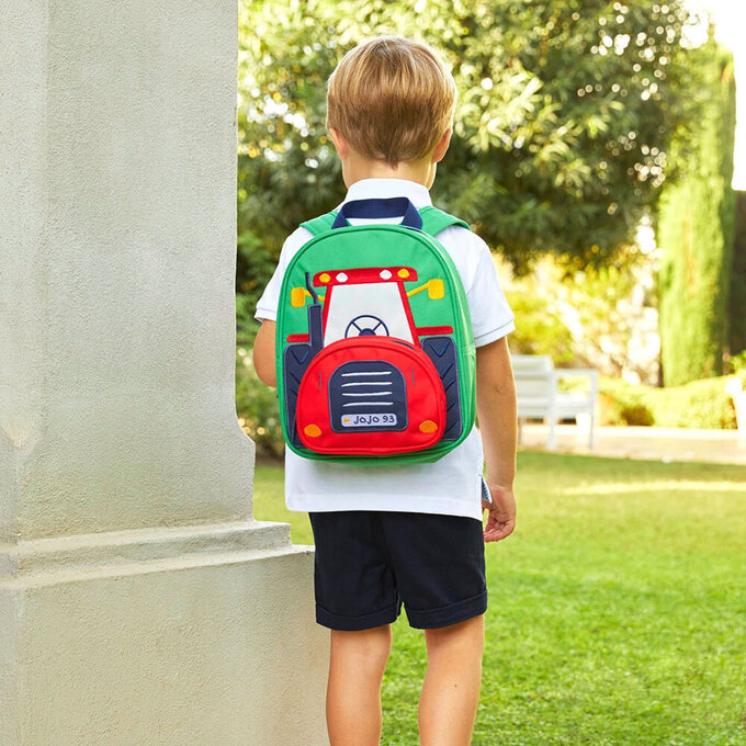 英國 JoJo Maman BeBe 幼稚園/大童防潑水後背包 學生包 旅行包_紅色車車_JJH4286