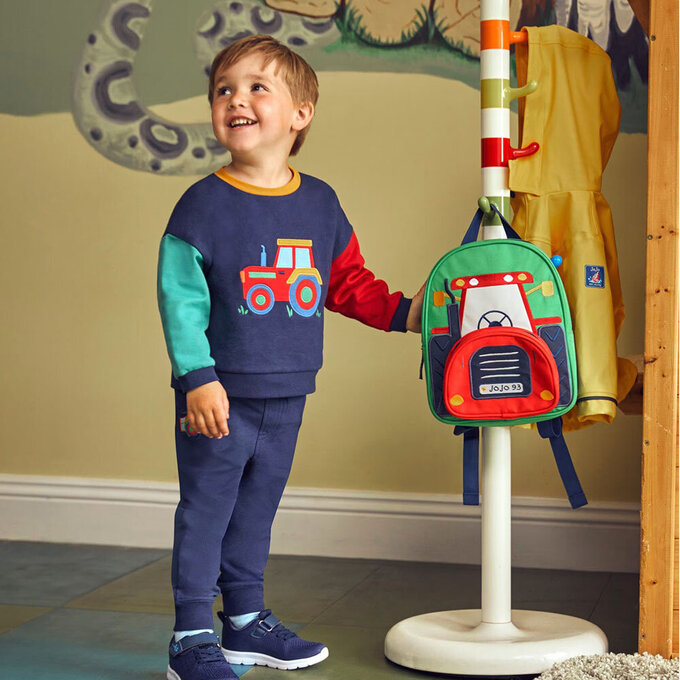 英國 JoJo Maman BeBe 幼稚園/大童防潑水後背包 學生包 旅行包_紅色車車_JJH4286