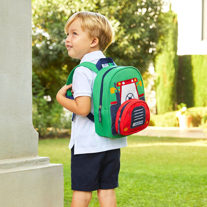 英國 JoJo Maman BeBe 幼稚園/大童防潑水後背包 學生包 旅行包_紅色車車_JJH4286