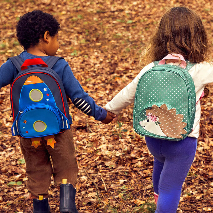 英國 JoJo Maman BeBe 幼稚園/大童防潑水後背包 學生包 旅行包_藍色火箭_JJH4956