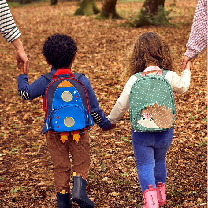 英國 JoJo Maman BeBe 幼稚園/大童防潑水後背包 學生包 旅行包_藍色火箭_JJH4956