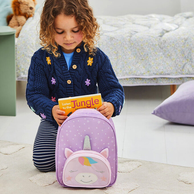 英國 JoJo Maman BeBe 幼稚園/大童防潑水後背包 學生包 旅行包_獨角獸_JJH4958