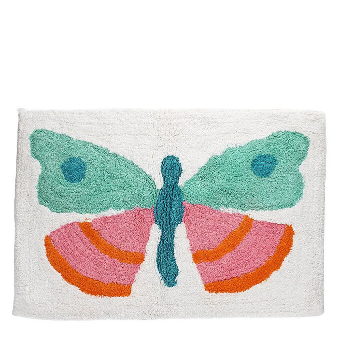 英國 Rex London 柔軟蓬鬆簇絨棉浴室地墊/腳踏墊/吸水地墊_蝴蝶_RL30414