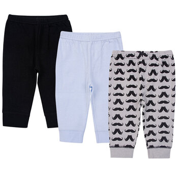 美國 luvable friends 甜蜜寶貝 100%純棉嬰幼兒長褲3件組_鬍子國王_LF56974-