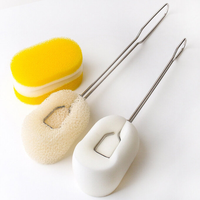 正韓 hibee 多用途不鏽鋼手柄夾海棉瓶刷套裝組_HOB003