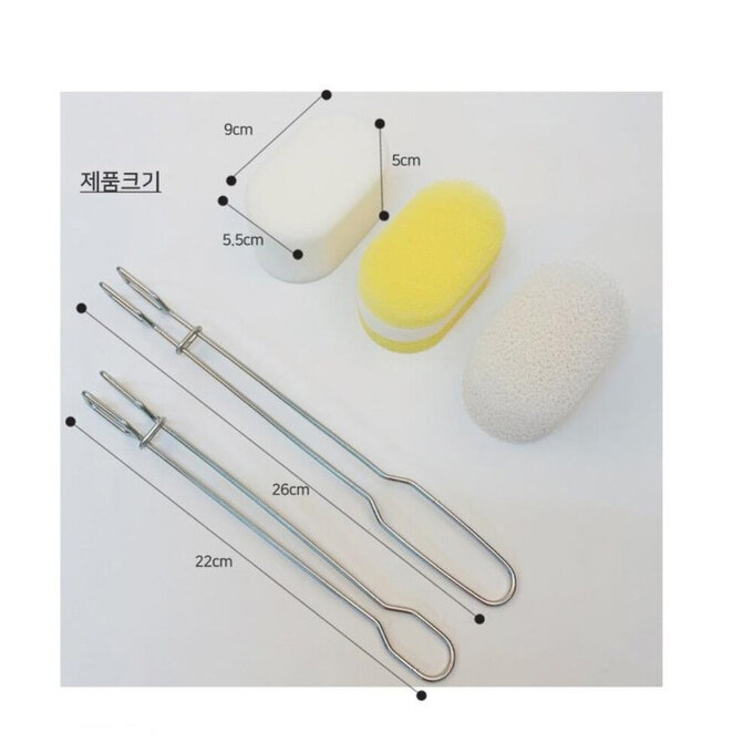 正韓 hibee 多用途不鏽鋼手柄夾海棉瓶刷套裝組_HOB003