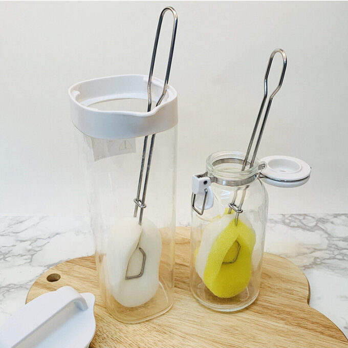 正韓 hibee 多用途不鏽鋼手柄夾海棉瓶刷套裝組_HOB003