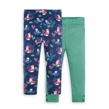 英國 JoJo Maman BeBe 保暖長褲/內搭褲兩入組_ 松鼠與鳥 (JJE4809)-