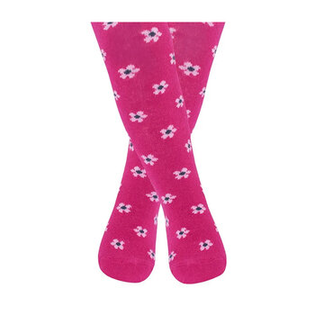 英國 JoJo Maman BeBe 花漾嬰幼兒小童內搭褲襪/保暖襪_桃紅粉花(JJL012)-