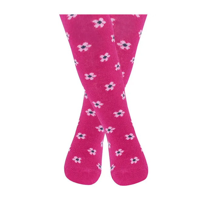 英國 JoJo Maman BeBe 花漾嬰幼兒小童內搭褲襪/保暖襪_桃紅粉花(JJL012)