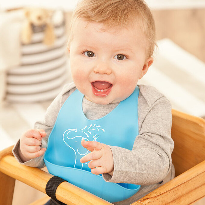 英國 JoJo Maman BeBe 矽膠防掉落食物圍兜_大象噴水(JJD4456B)