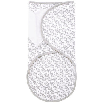 英國 JoJo Maman BeBe 100%純棉懶人包巾(可包覆肚子/雙腳)_淺灰大象(JJB1681G)-JoJoMamanBeBe,懶人包巾,魔鬼氈包巾,純棉包巾,推薦懶人包巾,推薦純棉包巾