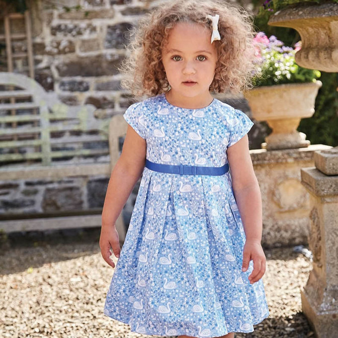 英國 JoJo Maman BeBe 超優質嬰幼兒/兒童100％純棉無袖洋裝_白天鵝 (JJE1906)