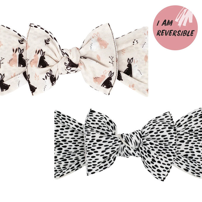 美國 baby bling 純手工超彈/極細緻輕柔/無束縛感髮帶/髮飾_印花經典_雙面用_可愛小兔(BBREV004)