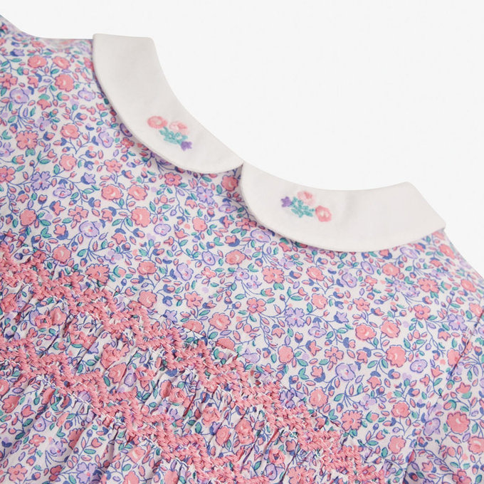 英國 JoJo Maman BeBe 超優質嬰幼兒/兒童100％純棉無袖洋裝_紫色碎花(JJH1443)