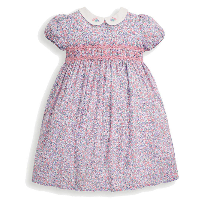 英國 JoJo Maman BeBe 超優質嬰幼兒/兒童100％純棉無袖洋裝_紫色碎花(JJH1443)