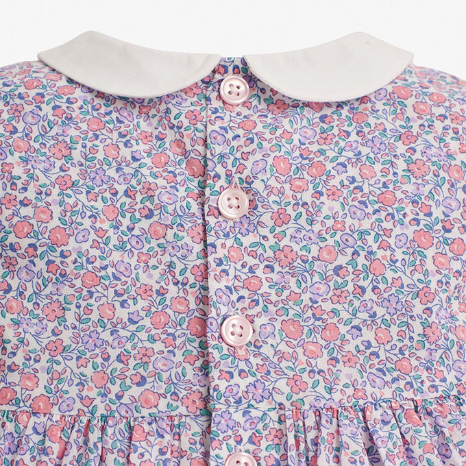 英國 JoJo Maman BeBe 超優質嬰幼兒/兒童100％純棉無袖洋裝_紫色碎花(JJH1443)