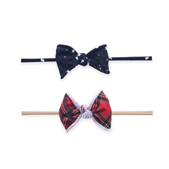 美國 baby bling 蝴蝶結髮飾/髮夾_細髮帶兩入組_格紋點點(BBSN017)