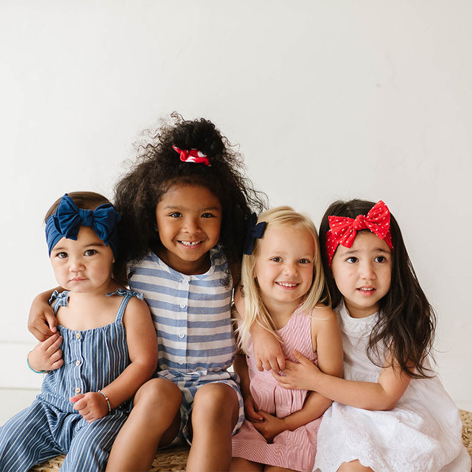 美國 baby bling 蝴蝶結髮飾/髮夾_細髮帶三入組_紅黑咖(BBSN018)