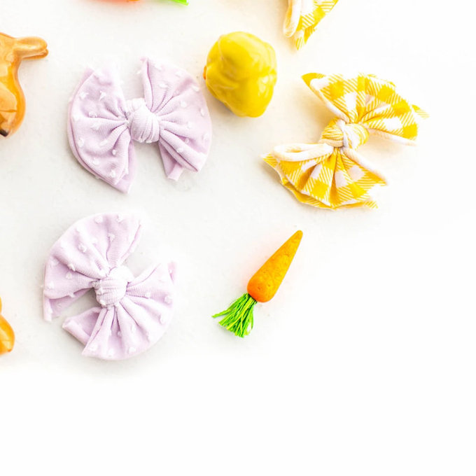 美國 baby bling 蝴蝶結髮飾/髮夾2入組_黃白格子(BBPB003)