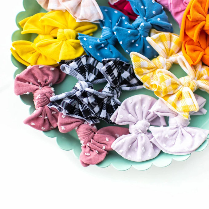 美國 baby bling 蝴蝶結髮飾/髮夾2入組_黃白格子(BBPB003)