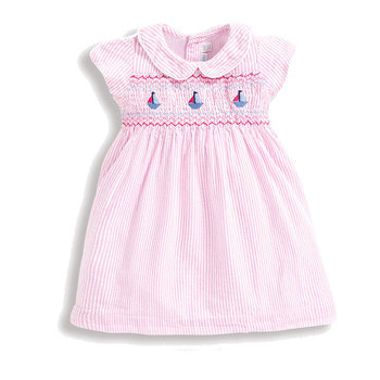 英國 JoJo Maman BeBe 超優質嬰幼兒/兒童100％純棉短袖洋裝_甜蜜粉 (JJD7510)-