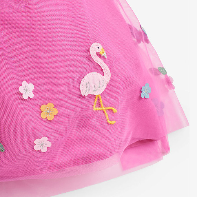 英國 JoJo Maman BeBe 超優質嬰幼兒/兒童100％純棉薄紗短袖洋裝_粉紗花園 (JJH1637)