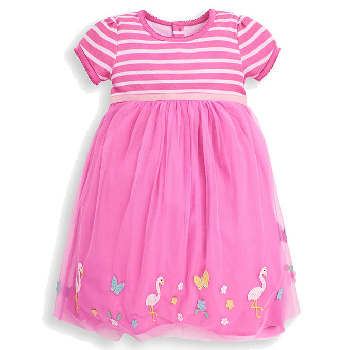 英國 JoJo Maman BeBe 超優質嬰幼兒/兒童100％純棉薄紗短袖洋裝_粉紗花園 (JJH1637)