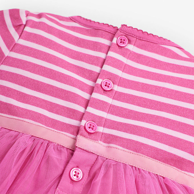 英國 JoJo Maman BeBe 超優質嬰幼兒/兒童100％純棉薄紗短袖洋裝_粉紗花園 (JJH1637)