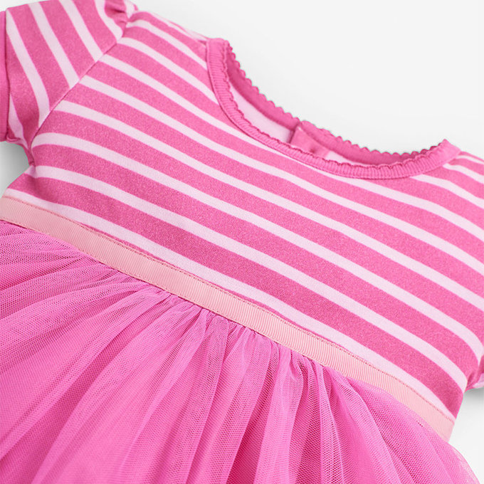 英國 JoJo Maman BeBe 超優質嬰幼兒/兒童100％純棉薄紗短袖洋裝_粉紗花園 (JJH1637)