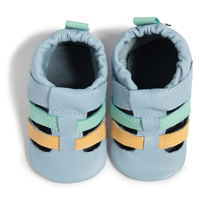 英國 shooshoos 健康無毒真皮手工鞋/學步鞋/嬰兒鞋_雙色編織(藍/黃綠)_SS103933