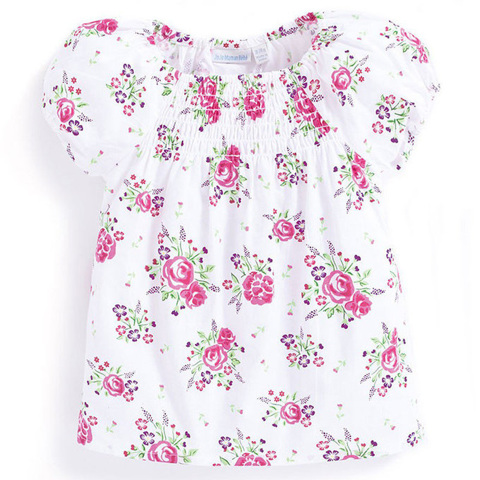 英國 JoJo Maman BeBe 嬰幼兒短袖上衣單入組_白底玫瑰 (JJGS-b5539)