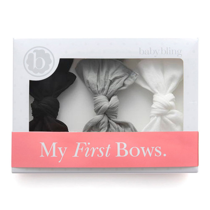 美國 baby bling 純手工極優雅細緻輕柔微彈性/毫無束縛感蝴蝶結髮帶/髮飾禮盒組_我是熊貓_BB00032