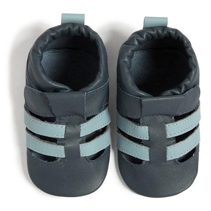 英國 shooshoos 健康無毒真皮手工鞋/學步鞋/嬰兒鞋_雙色編織(深藍/天藍)_SS103947