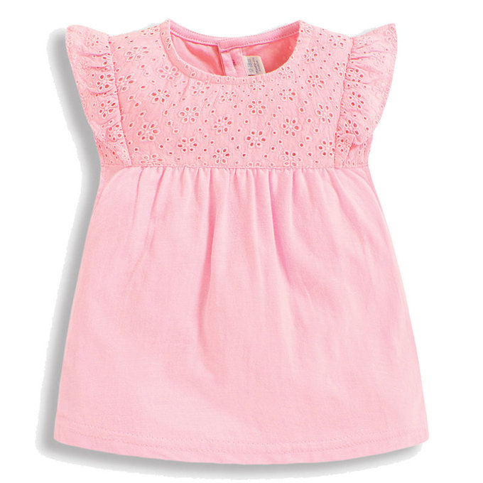 英國 JoJo Maman BeBe 嬰幼兒/兒童100% 純棉短袖上衣_粉蜜小花 (JJE4360P)