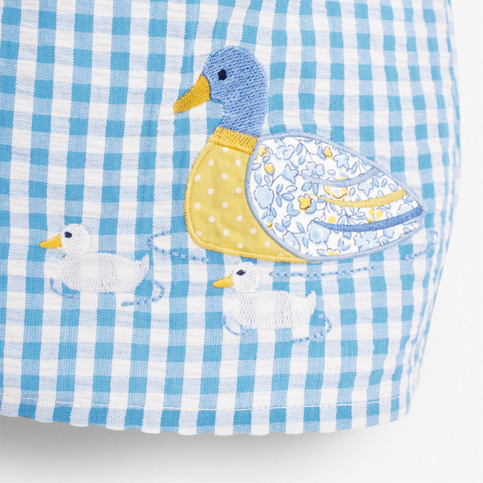 英國 JoJo Maman BeBe 嬰幼兒/兒童100% 純棉短袖上衣_優雅藍鴨(JJH1594)