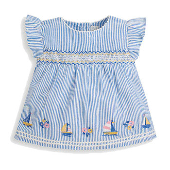 英國 JoJo Maman BeBe 嬰幼兒/兒童100% 純棉短袖上衣_藍色風海洋(JJH1730)-