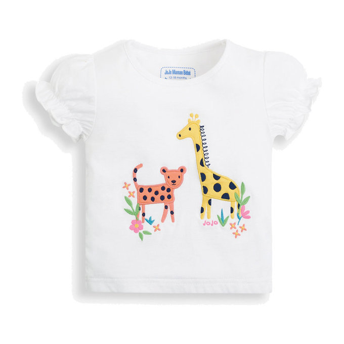 英國 JoJo Maman BeBe 超優質嬰幼兒/兒童春夏100%純棉短袖家居服/睡衣2套組_長頸鹿與小花豹(JJE5438)
