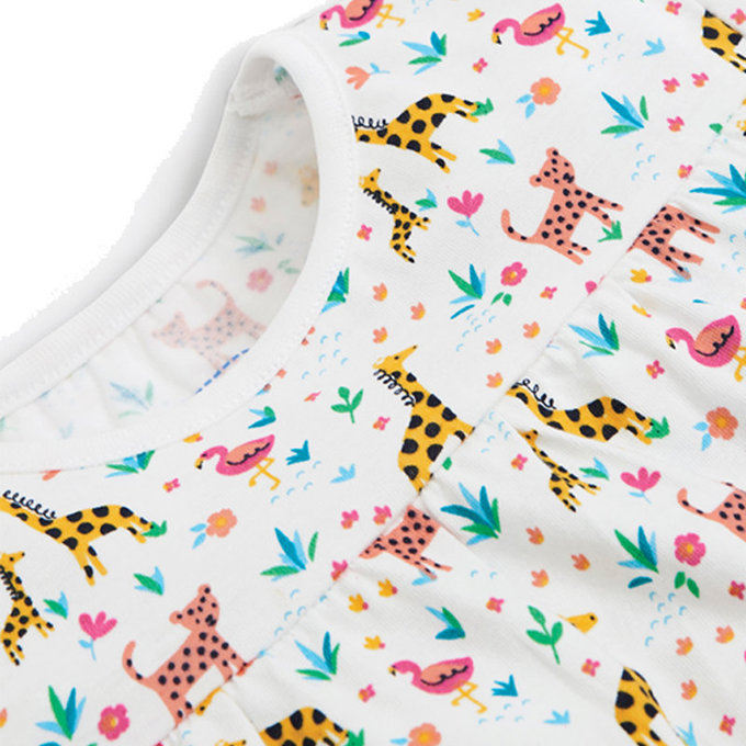 英國 JoJo Maman BeBe 超優質嬰幼兒/兒童春夏100%純棉短袖家居服/睡衣2套組_長頸鹿與小花豹(JJE5438)