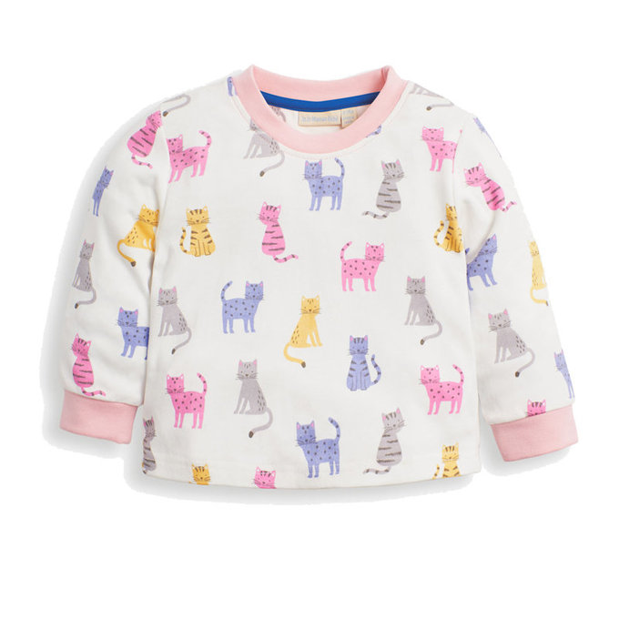 英國 JoJo Maman BeBe 超優質嬰幼兒/兒童春夏100%純棉短袖家居服/睡衣2套組_貓的世界(JJH1692)