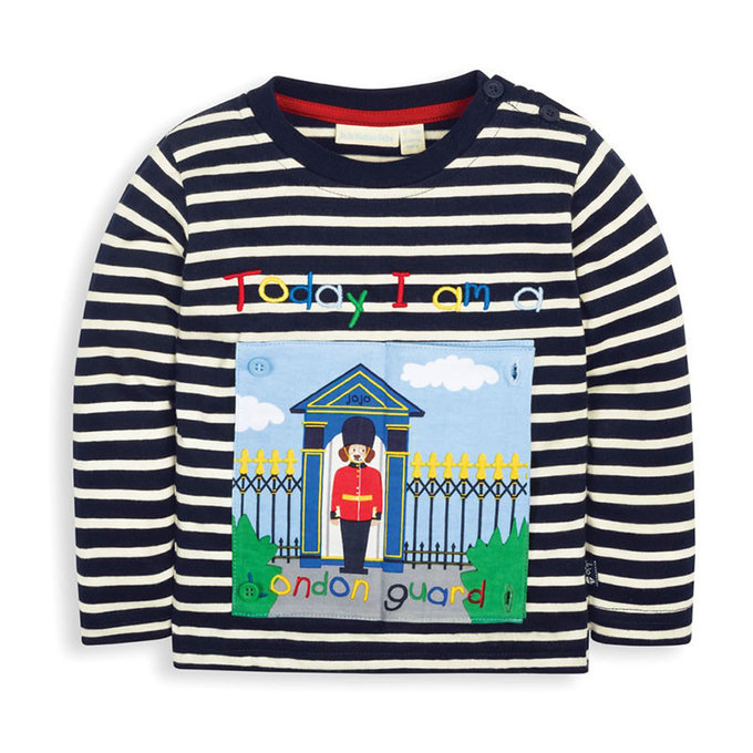 英國 JoJo Maman BeBe 嬰幼兒100%純棉長袖上衣_ 紅巴士(JJE4739)